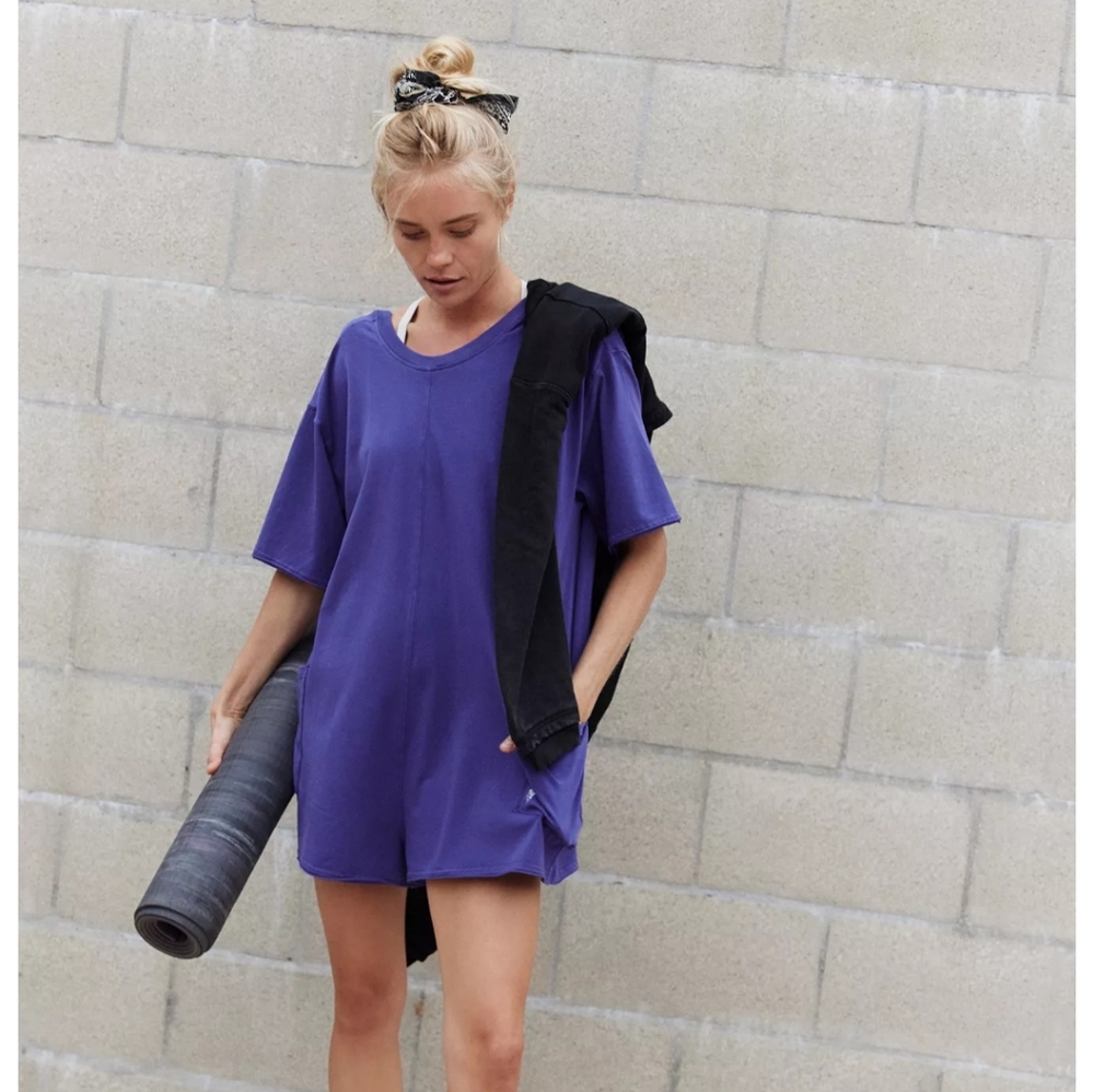 Fp Movement By Free People Hot Shot Tee Romper In Dark Amythest